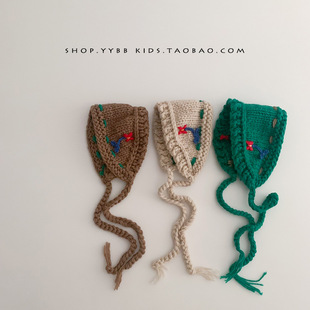 Korean style children's hair band autumn and winter handmade crocheted ethnic style girl baby wool headband concave shape halogen protection door