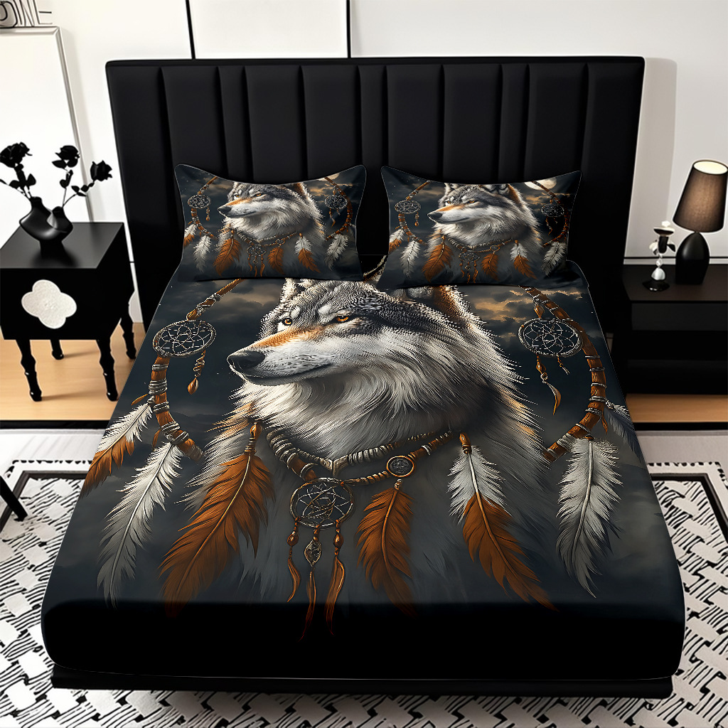 TEMU / JIT Hot Wolf 3D Digital Printing Quilt Set Soporte internacional exclusivo para la impresión