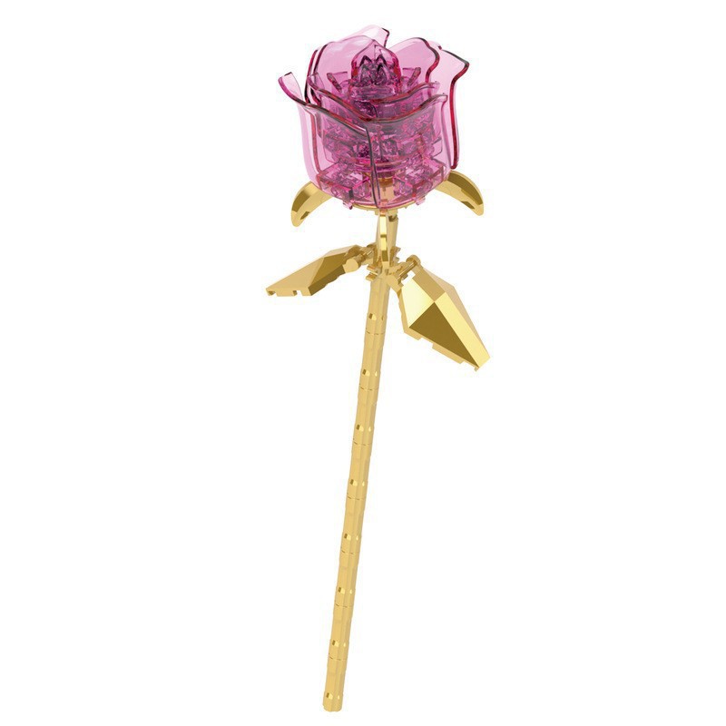 Compatible transfronterizo rosa imortalidad ramo de flores de bloques altos Día de San Valentín Día de los maestros Juguetes de ensamblaje de puzzle hechos a mano