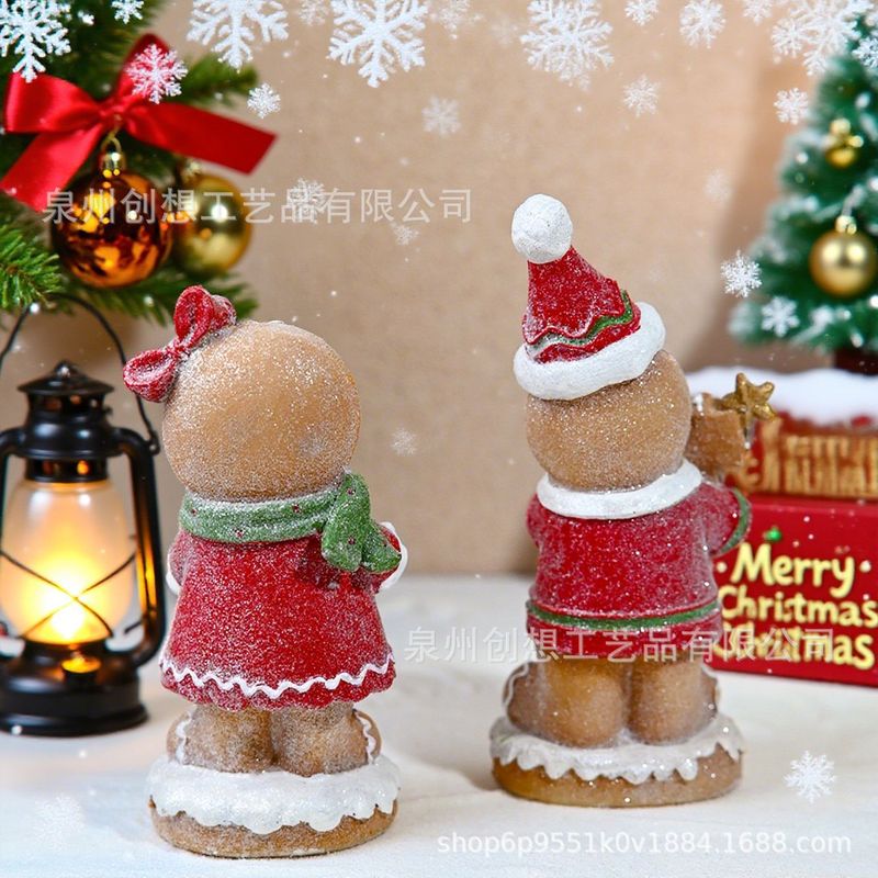クロスボーダージンジャーブレッドマンクリスマス装飾装飾品ホームリビングルーム雰囲気アレンジメントクリスマス樹脂装飾品ギフト|undefined