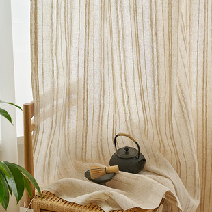 Japanese-style curtain linen gauze curtain transparent cotton and linen 2023 new Japanese homestay window screen tea room living room