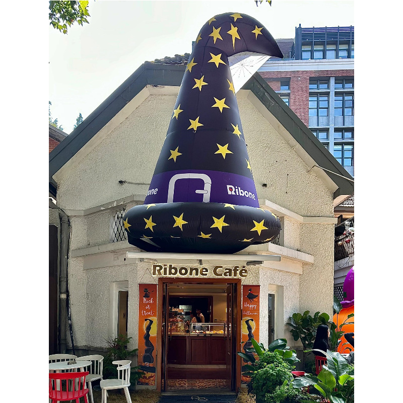 充气仿真创意魔法帽气模户外场景引流互动商场酒吧万圣节恐怖装饰