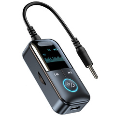 新型aux車載bluetooth受信機送信機5.4 bluetoothオーディオアダプタ3.5スクリーン変換器