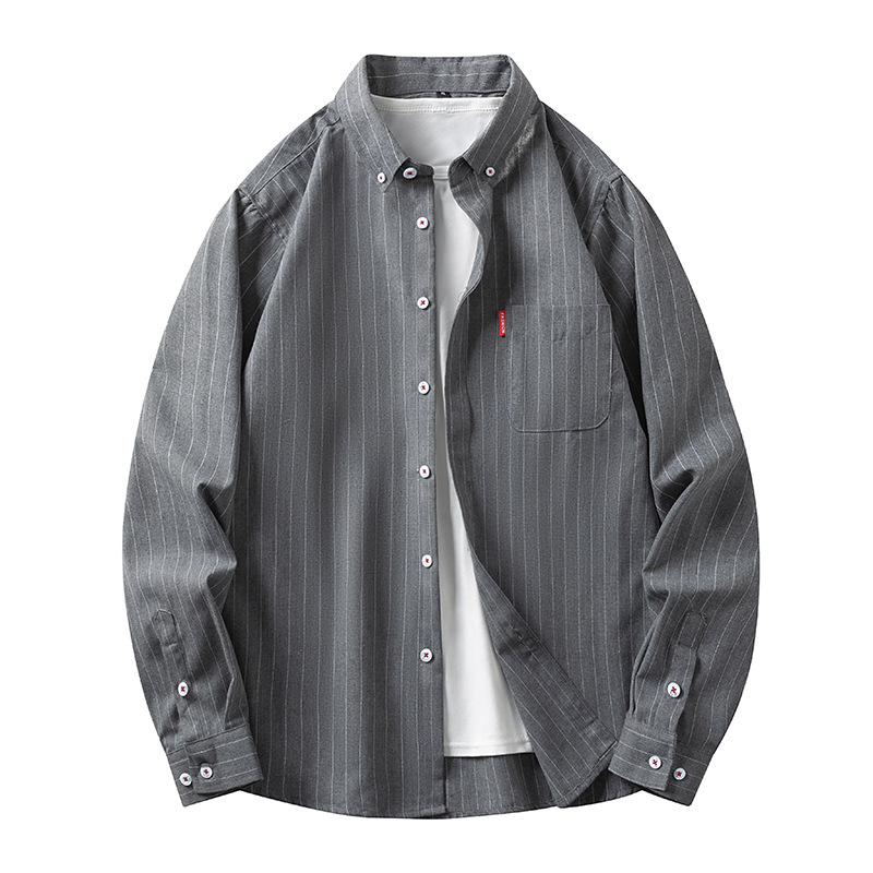 Striped Shirt Men's Spring and Autumn New Japanese Retro Casual Long-Sleeved Shirt