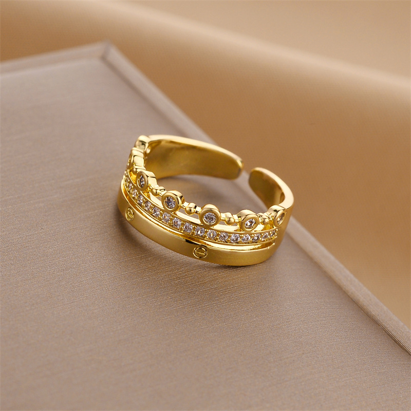 Fashion Geometric Copper Plating Zircon Open Ring 1 Piece