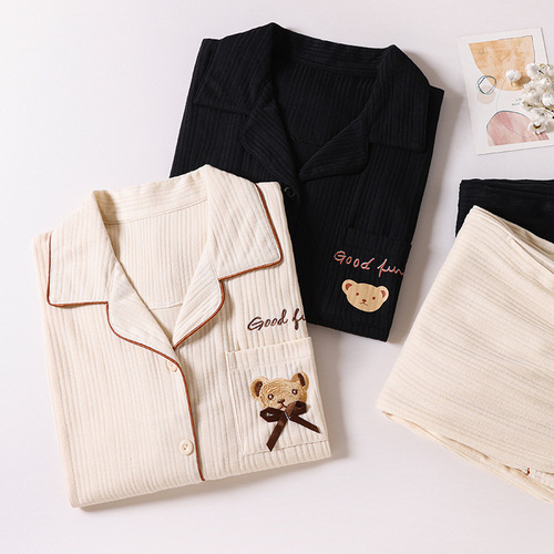 Spring and Autumn High-End 100% Cotton Postpartum Nursing Set for Women, Feeding and Nursing Sleepwear Suit for Pregnant Mothers, Long Sleeve Homecoming Set