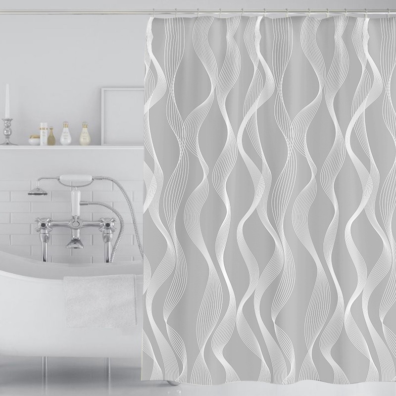 Cortina de baño impermeable de poliéster grueso cortina de baño de invierno cortina de baño doméstica se puede lavar a máquina fábrica suministro directo image 1