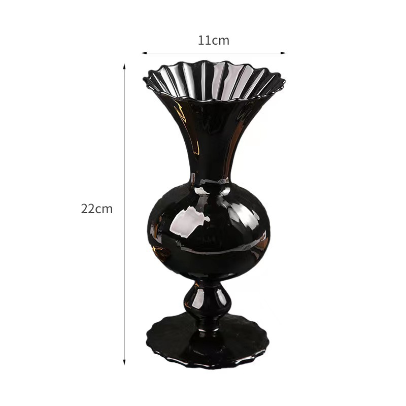 검은 색 대형 꽃병 두꺼운 버전