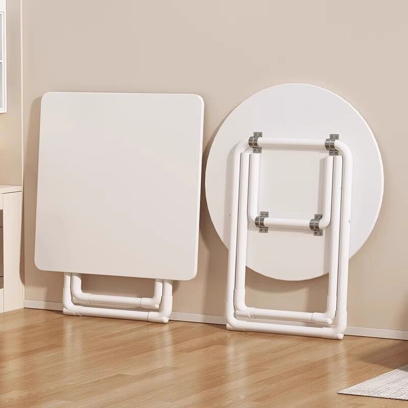 White Metal Simple Folding Table for Dormitory, Portable for Small Apartments, Home Dining Table, Dual-Use for Balcony, Manufacturer's Ready Stock Wholesale