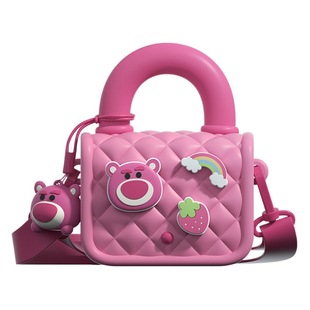 New Strawberry bear children's bag crossbody shoulder small bag girl's waist bag Princess cute wear portable coin purse