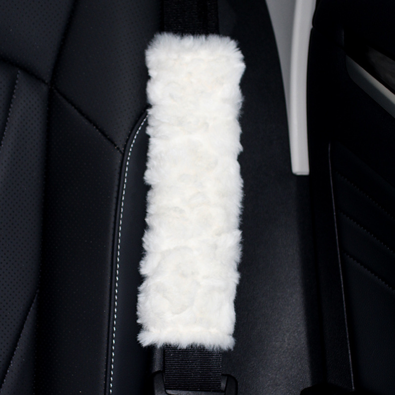 Imitation Rabbit Fur Seatbelt Shoulder Pads, Imitation Wool Car Accessories, Winter Plush Seatbelt Covers, Car Interior Accessories