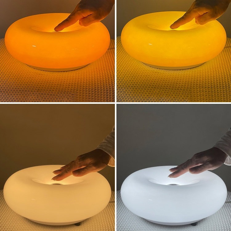 Donut Internet celebridad lámpara de mesa estilo antiguo chino wangbury lámpara dormitorio faro táctil naranja Bauhaus lámpara de noche