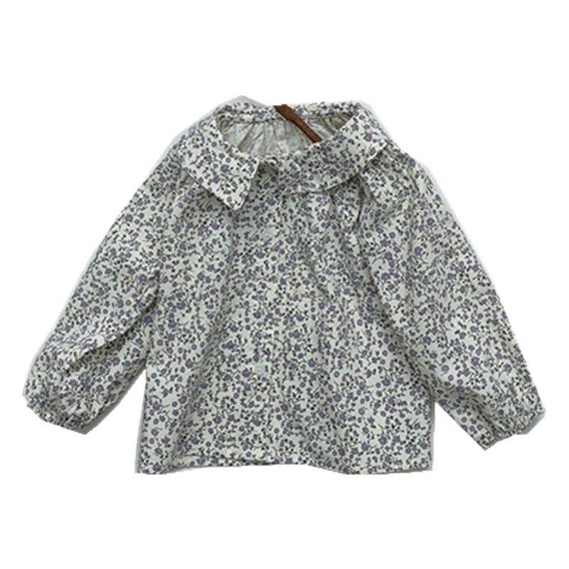 Camisa de otoño para niños de estilo coreano bebé estilo occidental camisa de solapa floral de todo partido camisa de muñeca camisa de niña