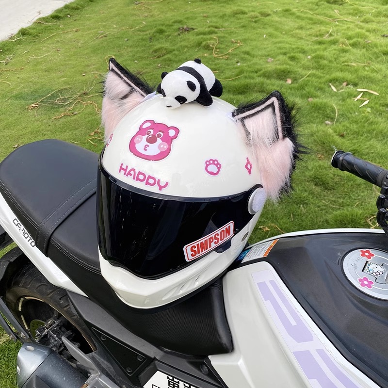 Helmet Accessories Furry Ears Detachable Motorcycle Electric Car Universal