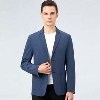 专柜正品春秋季气质中年男士小西装修身薄款职业西服免烫商务外套