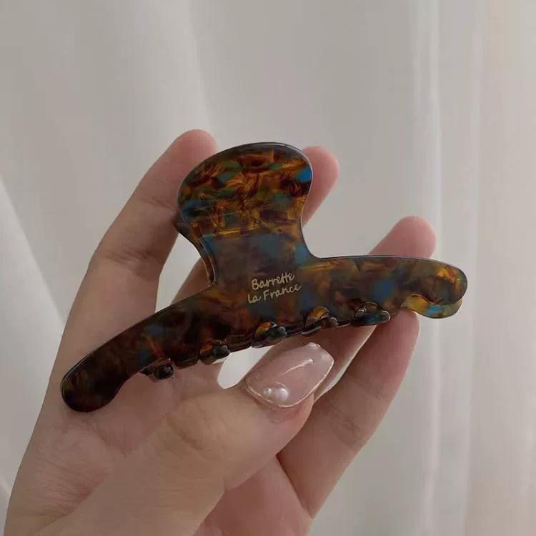醋酸咖啡色畫家森系美拉德髮夾女後腦勺鯊魚夾子大號發抓頭飾飾品