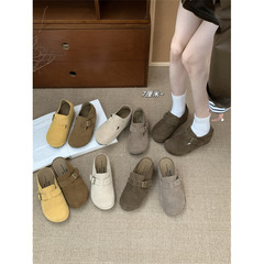 内增高7cm内增高牛皮版！厚底勃肯鞋女秋冬新款复古丑萌加绒棉鞋