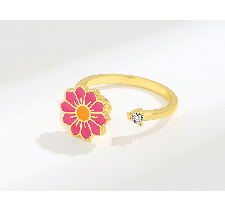 Simple Style Flower Copper Plating Rings 1 Piece