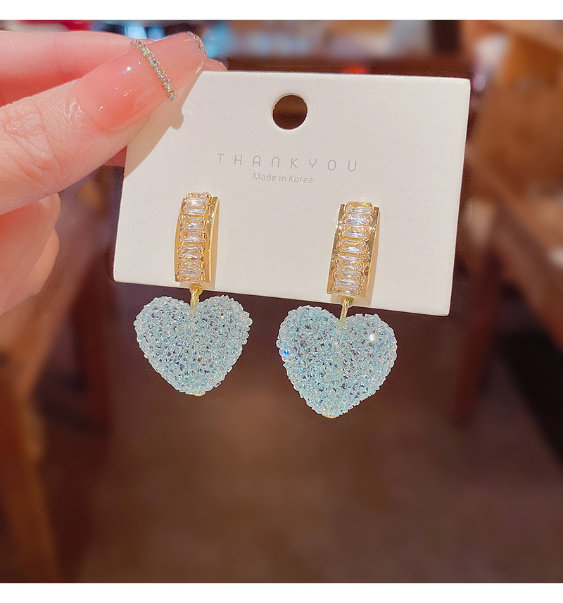 Cute Soft Candy Fully Jeweled Heart Earrings Refined Zircon Inlaid Ear Studs Earrings display picture 5