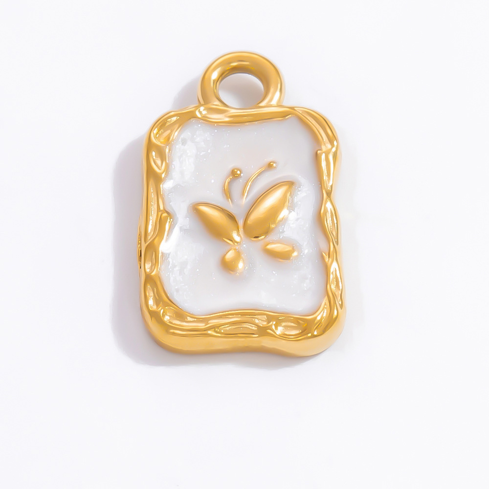 8.9mm Jewelry Making Size 1 Piece 8.9mm 304 Stainless Steel Zircon PVD Coated Real Gold Plated Cross Heart Shape Butterfly Pendant DIY Jewelry Accessories