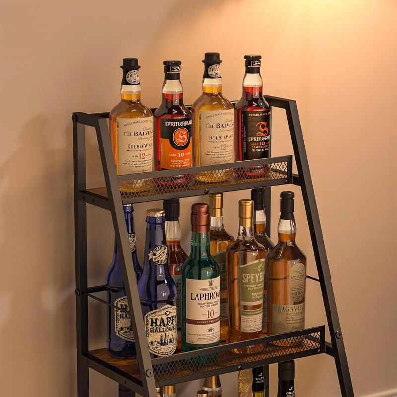 三层梯形家用酒吧立架阶梯式独立落地酒架多功能转角酒瓶展示架|undefined