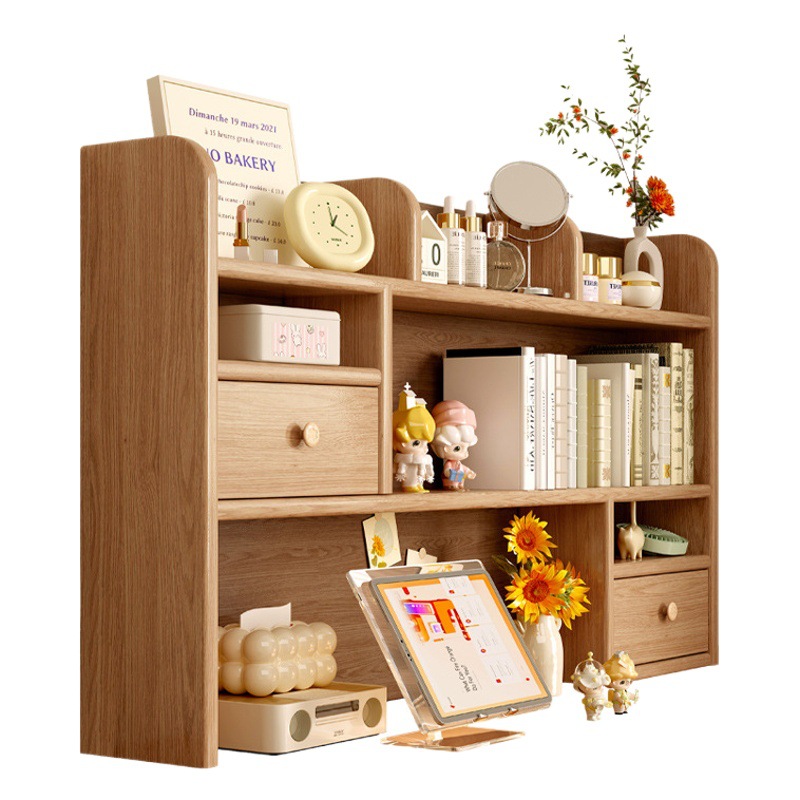Estantería de escritorio de madera maciza estudiante escritorio para niños estante de almacenamiento de escritorio de pino de múltiples capas simple ventana de la Bahía pequeña estantería