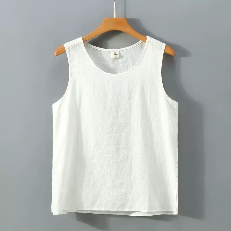 Men's retro T-shirt sleevless, solid vest, Chinese style