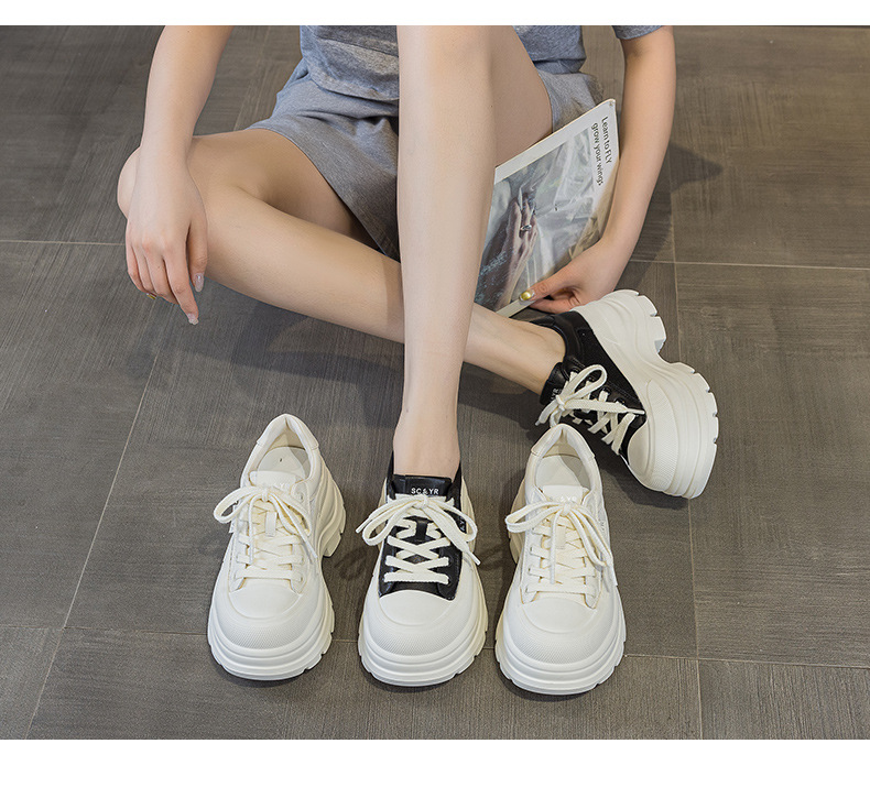 Giày sneaker nữ đế dày phong cách Anh quốc, form dày dặn, phối hợp trang phục hằng ngày — Be 5058, Đen 5058 chi tiết 12