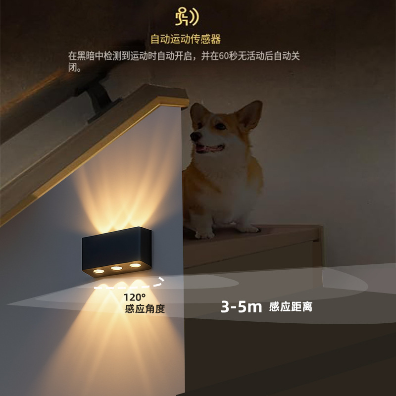 Lámpara de pared de inducción transfronteriza luminosa al aire libre, pasillo, dormitorio, puerta LED aluminio lámpara de pared