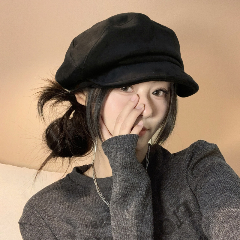 高级感贝雷帽子女秋冬季时尚百搭显脸小画家帽清新甜美八角报童帽|undefined