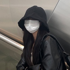 大头围毛边渔夫帽女日系小众百搭水桶帽显遮阳素颜帽子潮显脸小