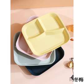 日式创意三格分餐盘家用塑料分格盘菜盘一人食早餐盘碟子餐具套装