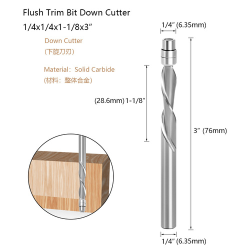 1/4 handle solid alloy trimming knife double spiral tool end mill tungsten steel hard woodworking milling cutter Amazon