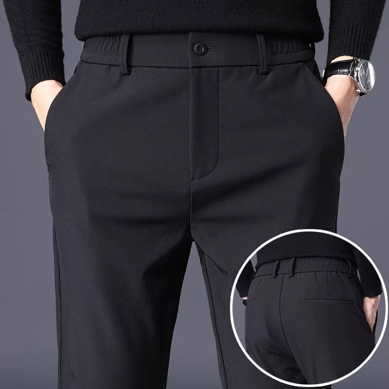 Костюмы и брюки мужские весенние и осенние эластические деловые повседневные брюки мужские толстые брюки стройные прямые осенние и зимние