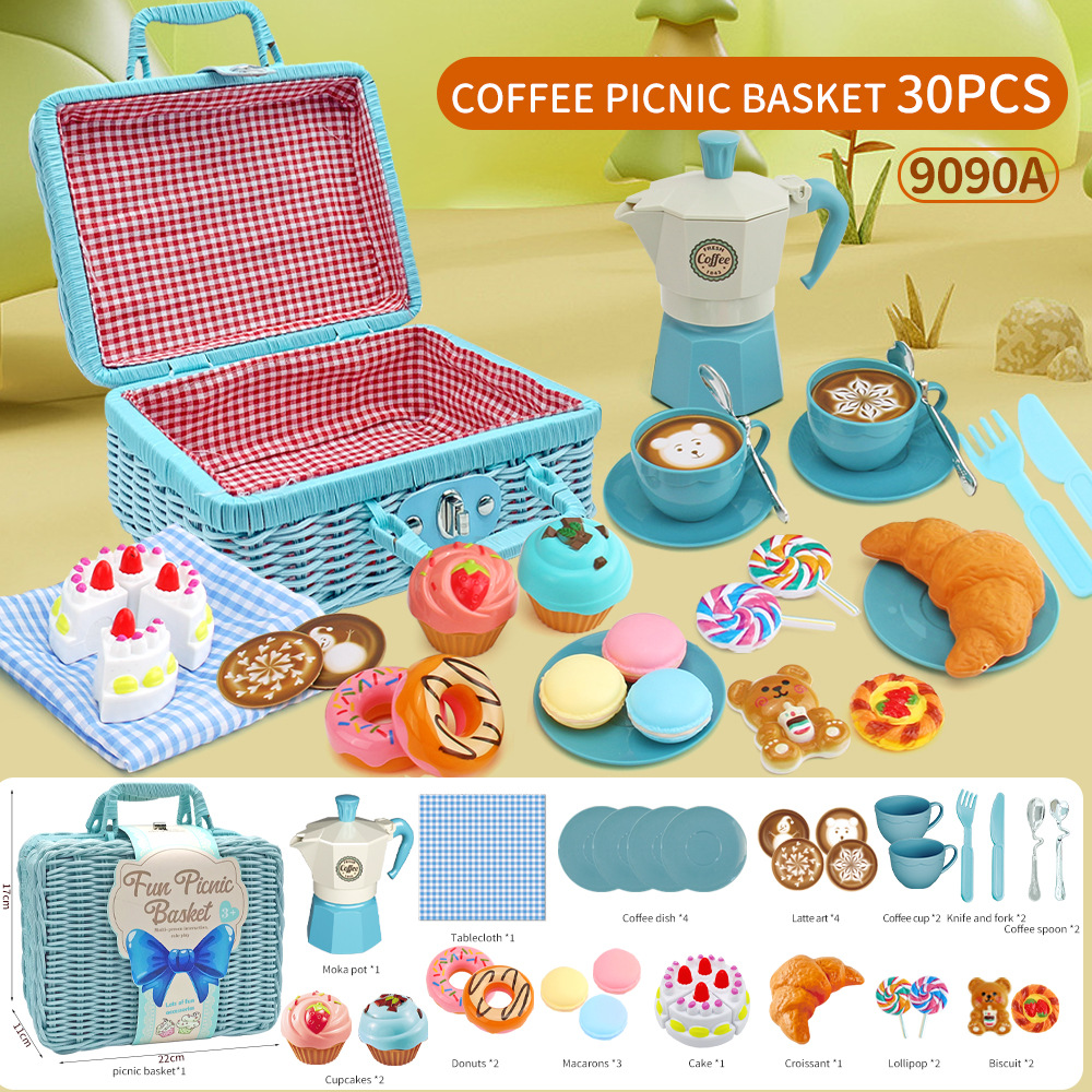 Juguetes de mesa de simulación para niños camping picnic basket set postre de té de la tarde juguetes de cocina de simulación
