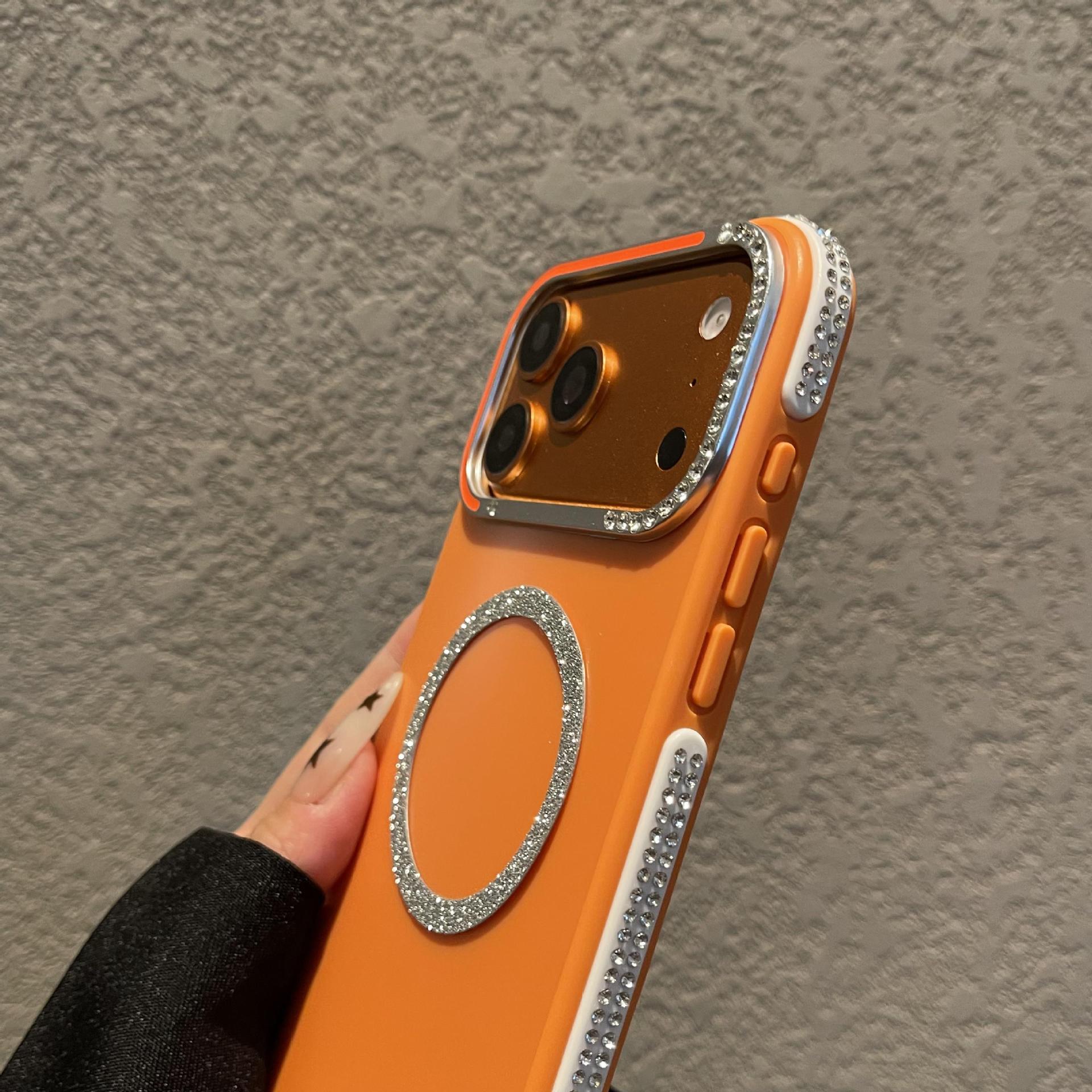 Rose Red Sparkling Diamond Phone Case Magnetic Protective Cover_voghion.com