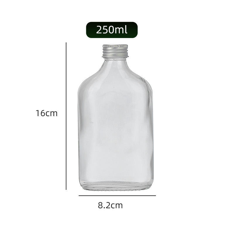 Botella Plana de Hombro Inclinado, Vidrio, para Embalaje de Regalos