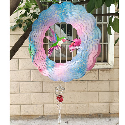 wind spinner Stainless steel color 12 Inch rotating wind chime Spiral tail Wind Power runner Sculpture