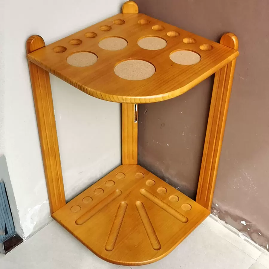 10位实木台球杆架 台球杆转角收纳器 台球用品配件厂家定制