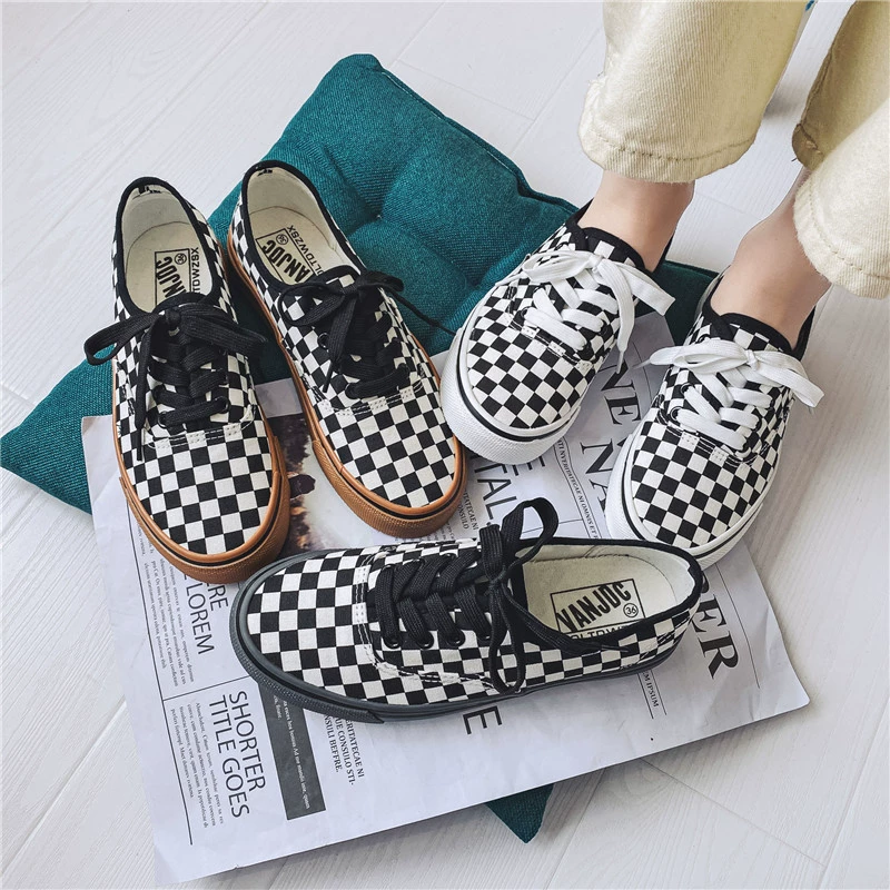 Клетчатые кеды для женщин и мужчин, весна 2025, новые студенческие кроссовки в корейском стиле, дышащие, для пар, универсальные спортивные и повседневные туфли