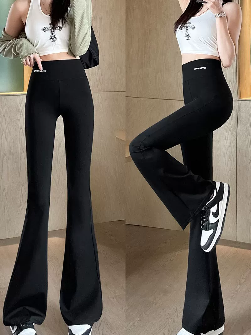 Trousers women's (Shark) demi-season fitted flared leggings, high-waist, 2 colors, M–XL