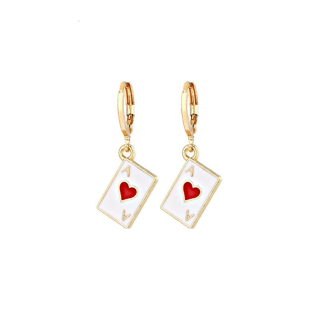 Wholesale Jewelry Metal Heart Dripping Playing Card Earrings Nihaojewelry display picture 7