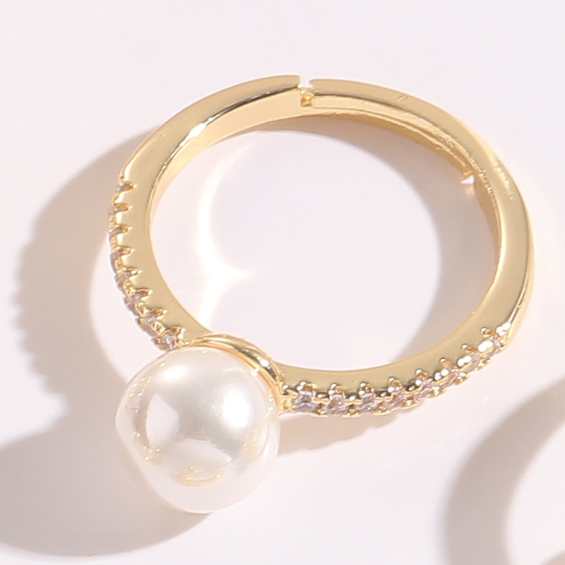 Fashion Flower Butterfly Bow Knot Copper Plating Inlay Pearl Zircon Open Ring 1 Piece