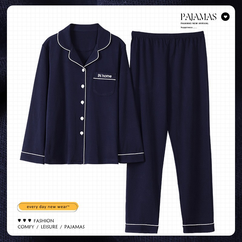 Pijama de algodón femenino primavera y otoño mangas largas dulces y sueltas grande otoño y invierno conjunto de ropa para el hogar