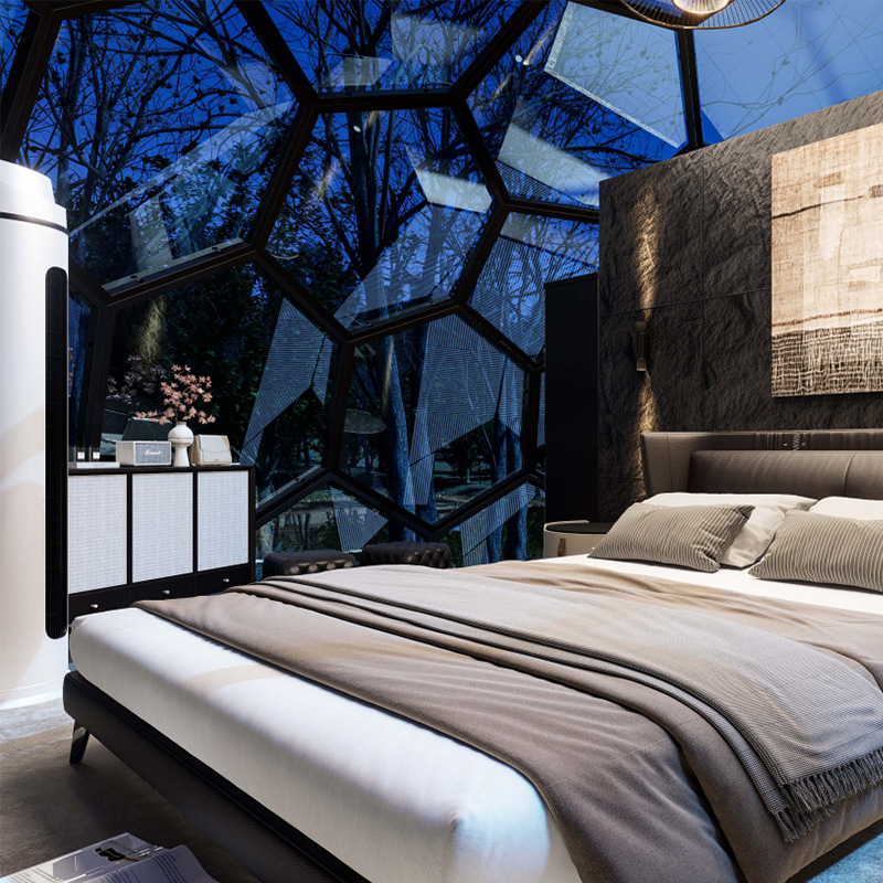 6 metros de diámetro de cristal estrella habitación hotel casa de familia fabricante domo esférico solárium restaurante casa de cristal cápsula espacial