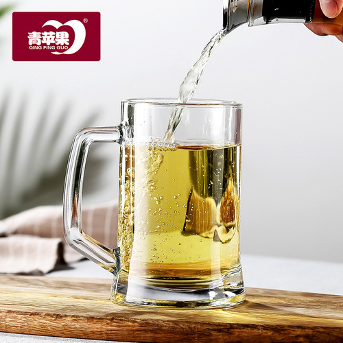 Turkish style beer glass with handle, large beer mug, household heat-resistant tea cup with logo printed