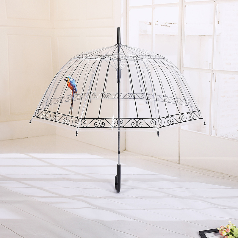 Princess Apollo Transparent Umbrella Thickeneded Environmentally Friendly Poe Fresh and Beautiful Arched Transparent Umbrella Korean Fashion Bird Cage