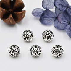 S925純銀泰銀珠子散珠 鏤空祥雲珠隔珠 DIY手工串珠材料手鍊配件