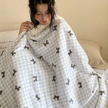 A类冬季毛毯办公室午睡毯披肩毯子加厚盖毯羊羔牛奶绒沙发小被子