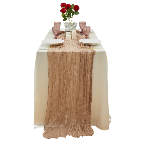 Balinese gauze wrinkled cloth table flag twist high-end Nordic style translucent holiday party restaurant decoration tablecloth